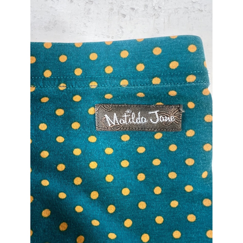 Matilda Jane Girls Teal Polka Dot Triple Ruffle Leggings Size 12 - Picture 3 of 4